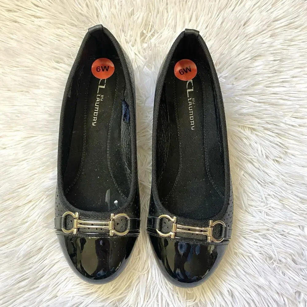 Chinese Laundry Women’s Wedge Slip On Flats size 6W Black